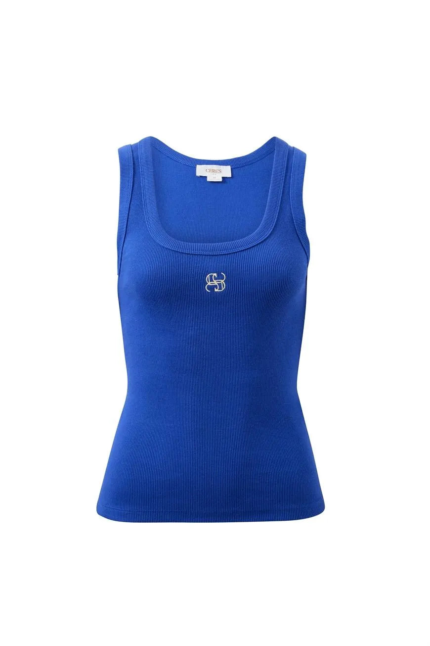 Zoe Contour Rib Scoop  Blue Butter Monogram