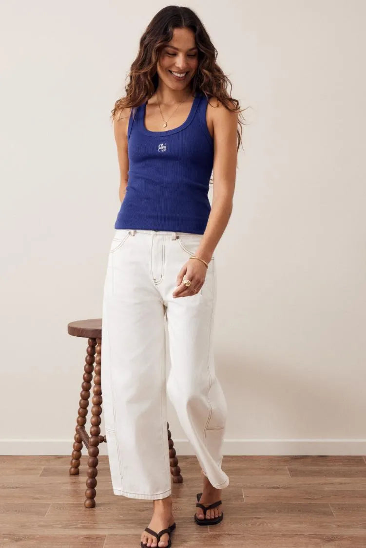 Zoe Contour Rib Scoop  Blue Butter Monogram
