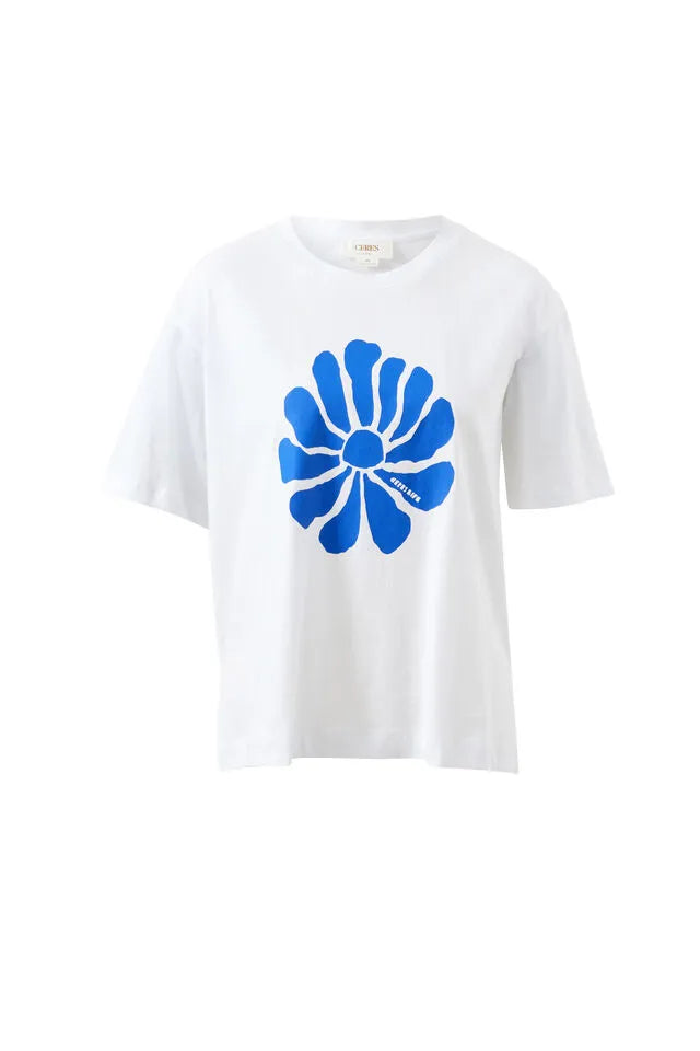 Stevie Slouchy Tee White Ceres Flora