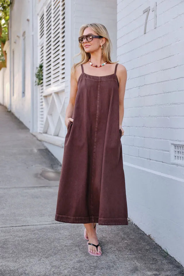 Remy Strappy Midi Dress Chocolate