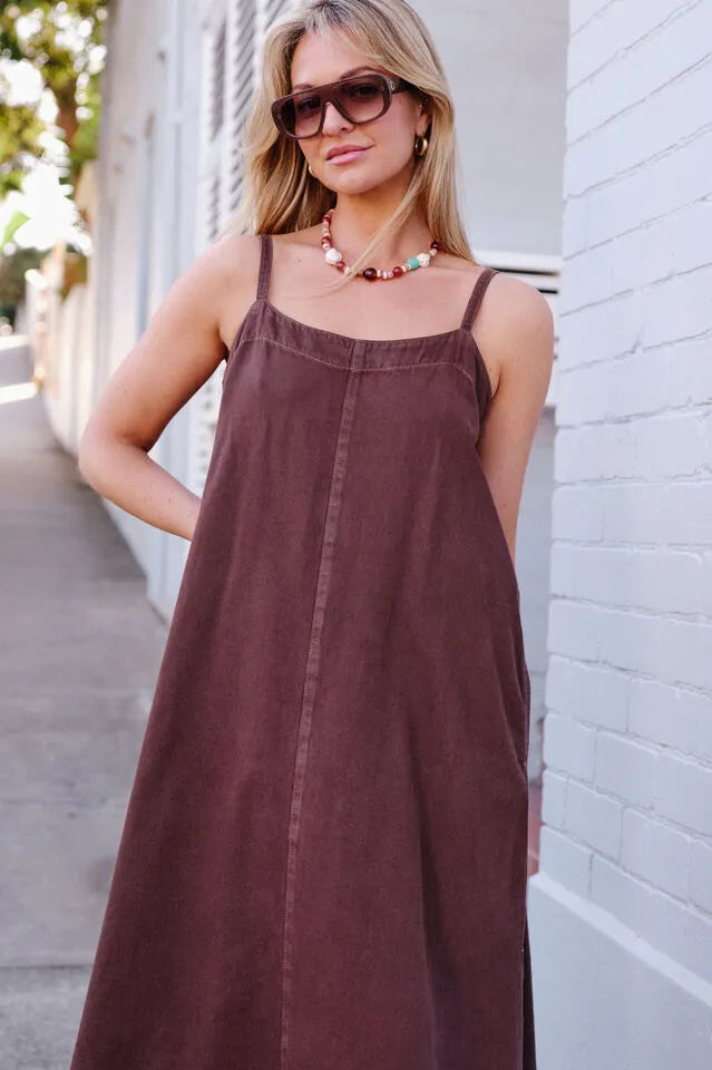 Remy Strappy Midi Dress Chocolate