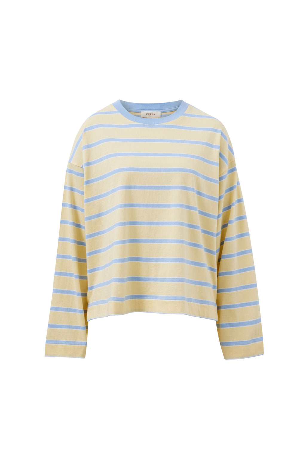 Beau Long Sleeve Slouchy Butter/China Blue Stripe