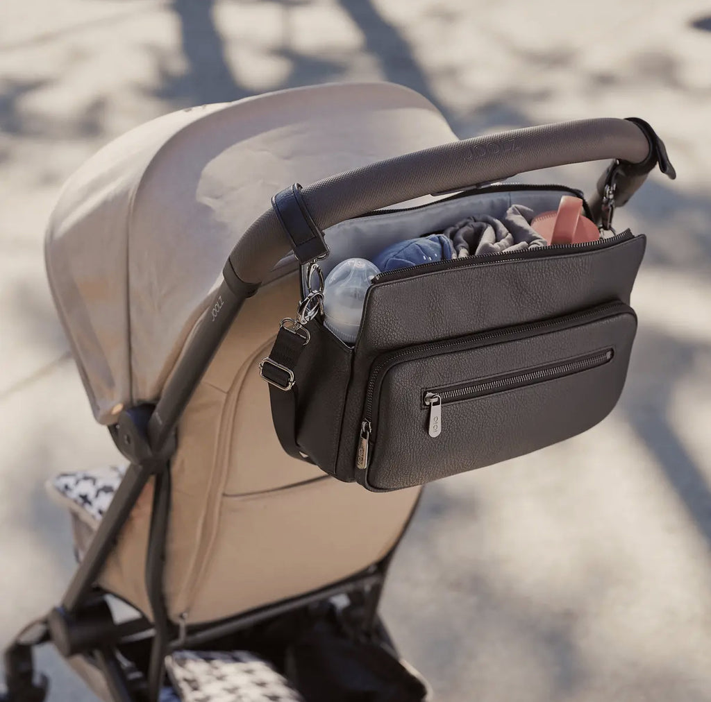 Multitasker Pram Caddy - Black Vegan Leather