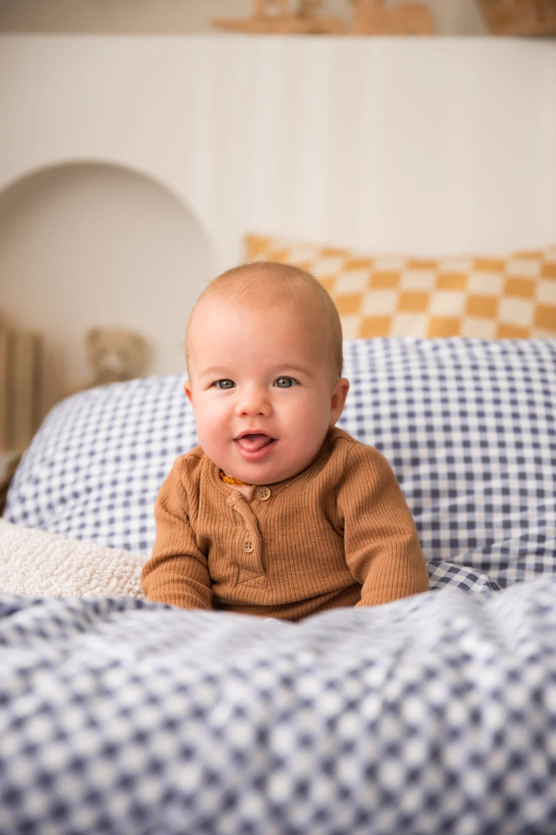 Dusty Blue Gingham Bed Wetting Mat