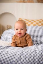 Load image into Gallery viewer, Dusty Blue Gingham Bed Wetting Mat
