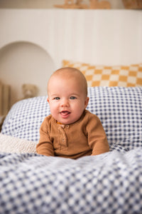 Dusty Blue Gingham Bed Wetting Mat