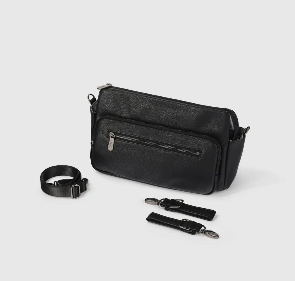 Multitasker Pram Caddy - Black Vegan Leather
