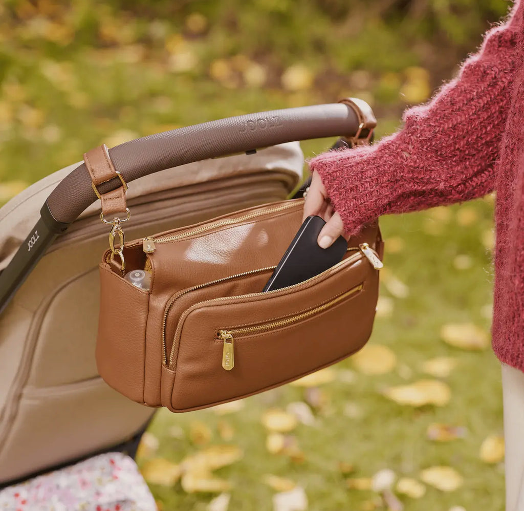 Multitasker Pram Caddy - Chestnut Brown Vegan Leather