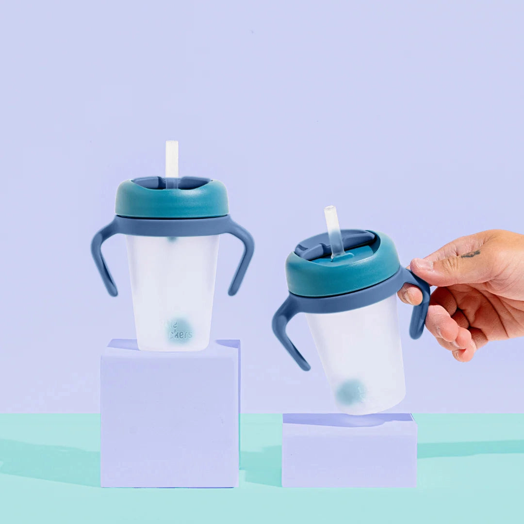 Weighted Straw Sippy Cup Two Pack - Teal Navy