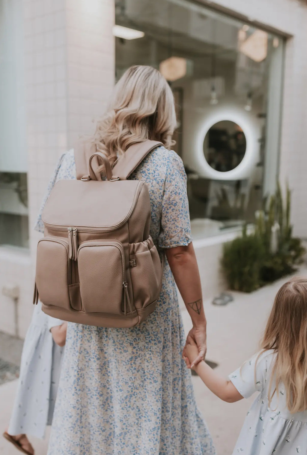 Signature Nappy Backpack - Oat Vegan Leather