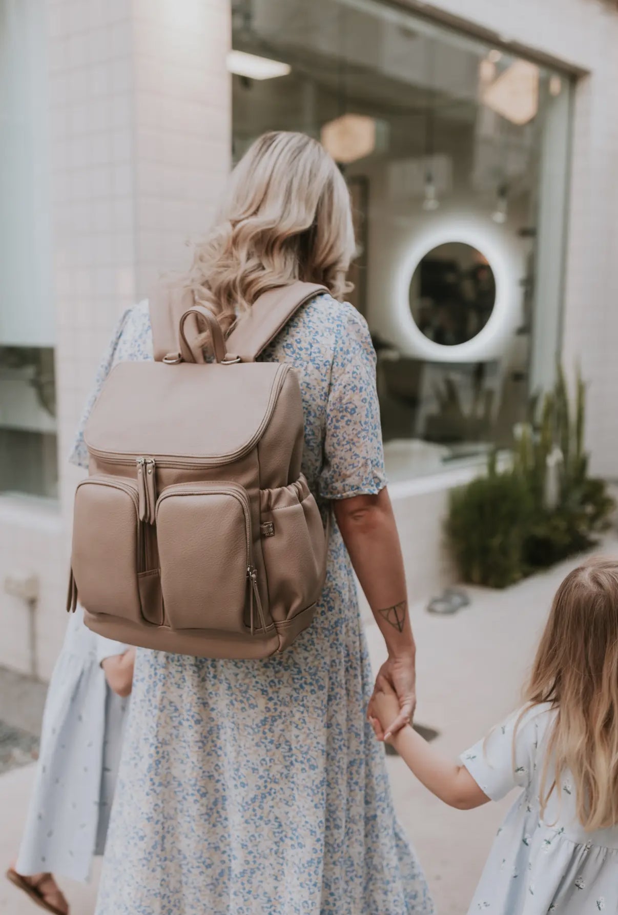 Signature Nappy Backpack - Oat Vegan Leather