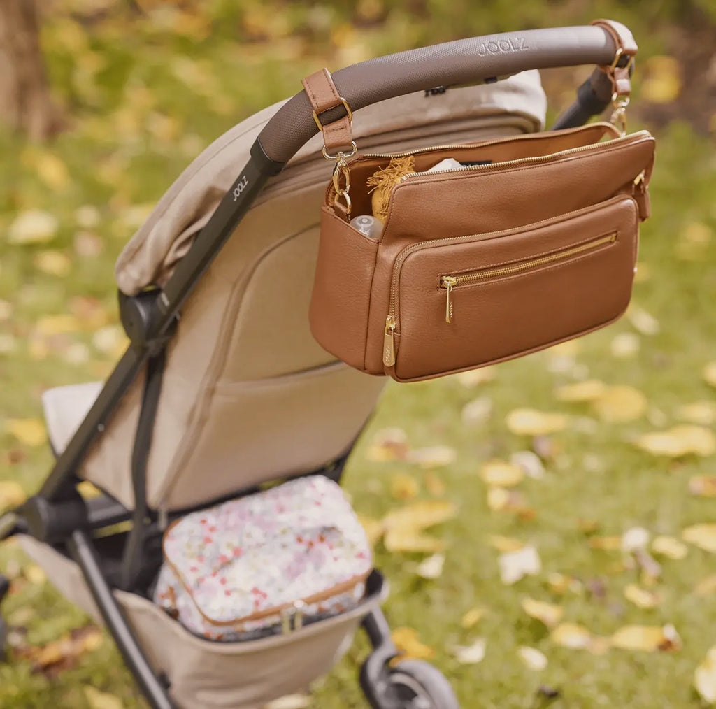 Multitasker Pram Caddy - Chestnut Brown Vegan Leather