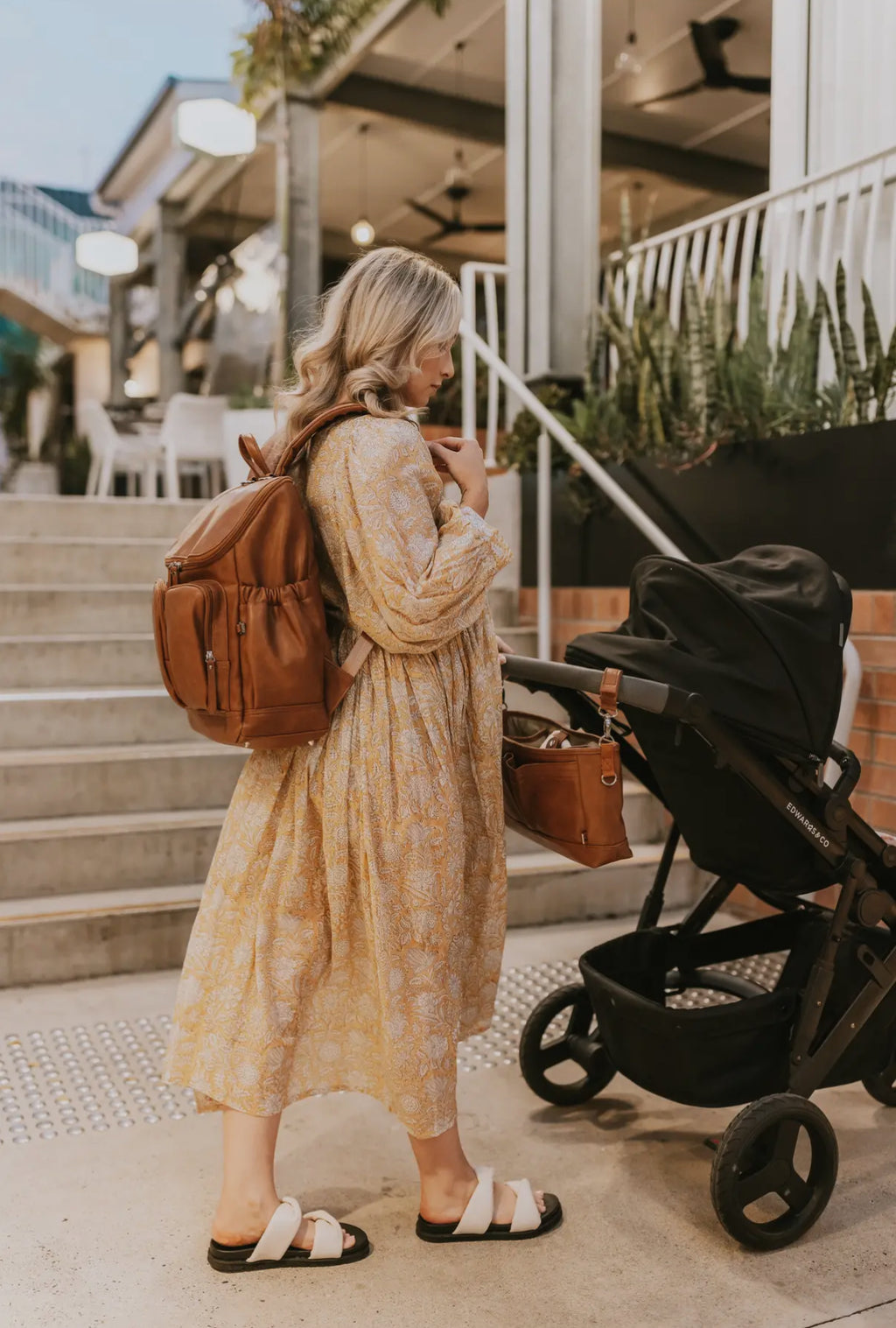 Signature Nappy Backpack - Tan Vegan Leather