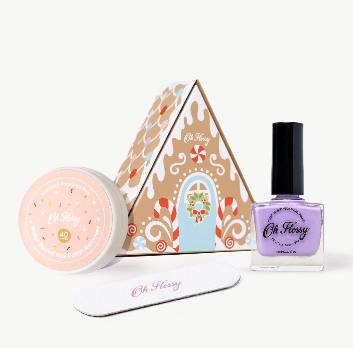Oh Flossy Christmas Gingerbread House Mini Mani Set