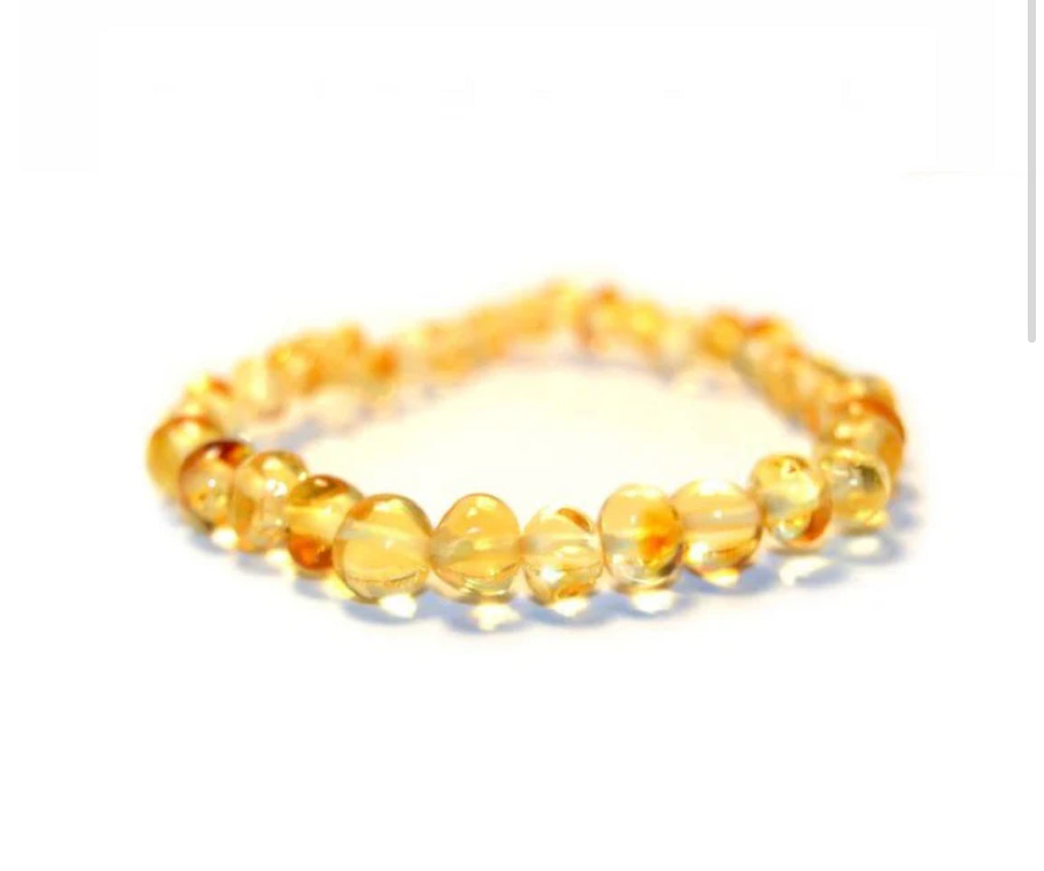 POLISHED ROUND LEMON BALTIC AMBER BRACELET FOR BABIES