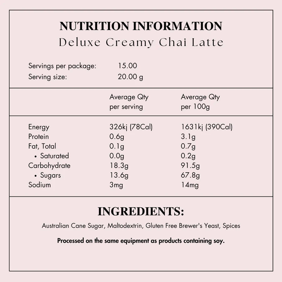 CREAMY CHAI LATTE - GF, DF & SF