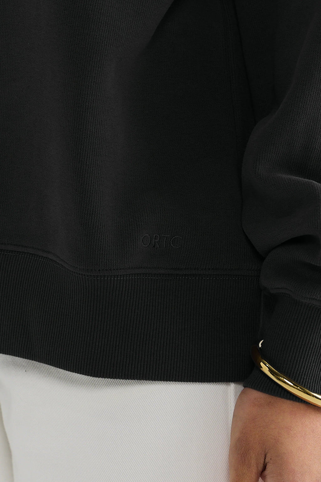 Ava Ribbed Quarter Zip Washed Black