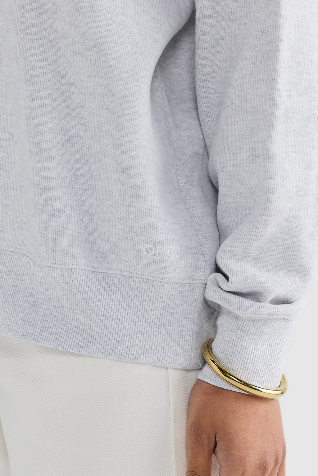 Ava Ribbed Quarter Zip White Marle
