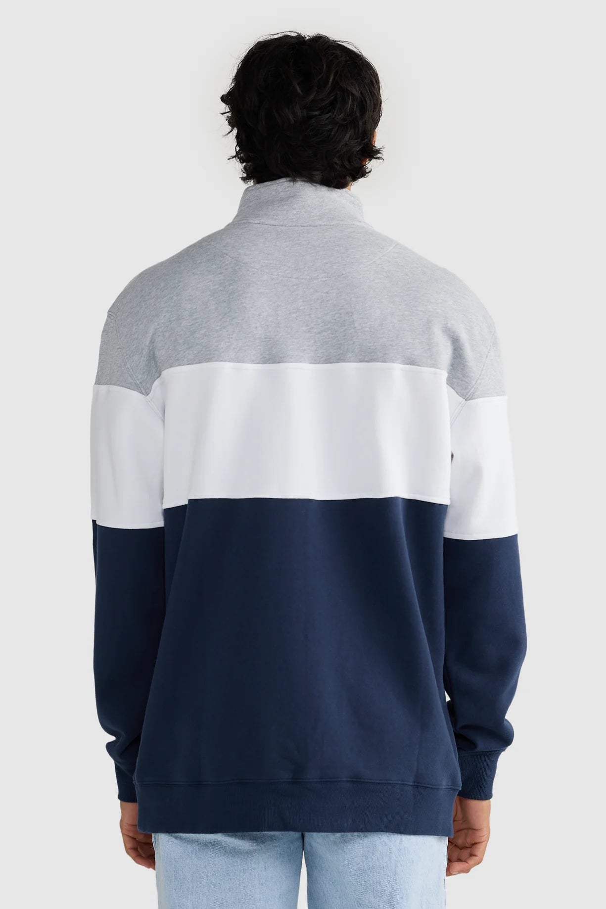 Classic Logo Quarter Zip Grey Marle and Navy
