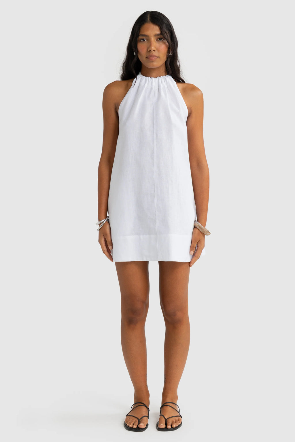 Luna Linen Mini Dress White