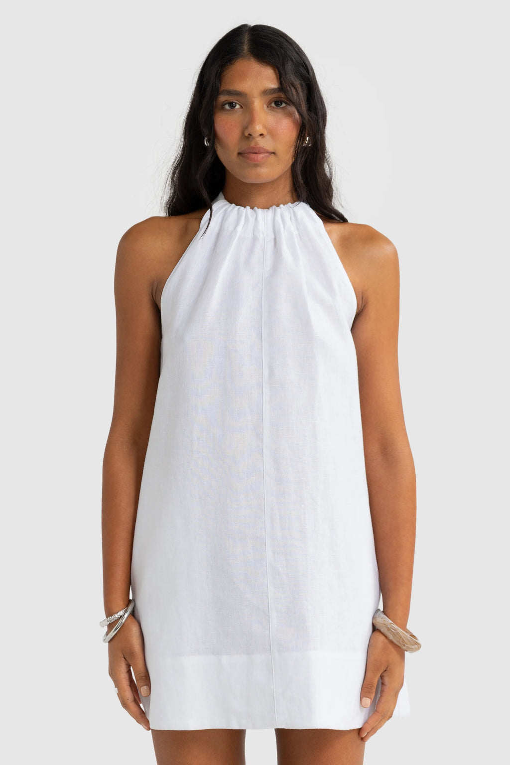 Luna Linen Mini Dress White