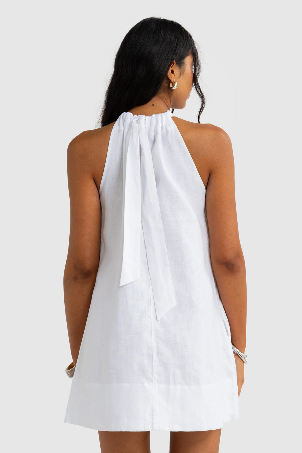 Luna Linen Mini Dress White