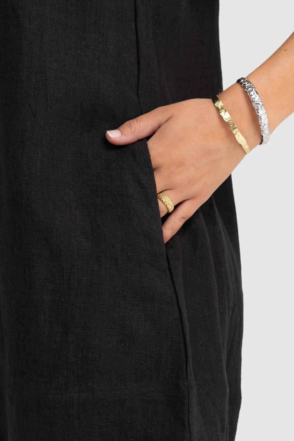 Luna Linen Mini Dress Black