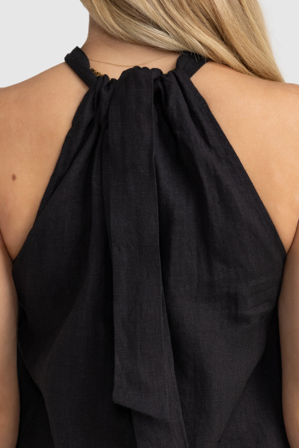 Luna Linen Mini Dress Black
