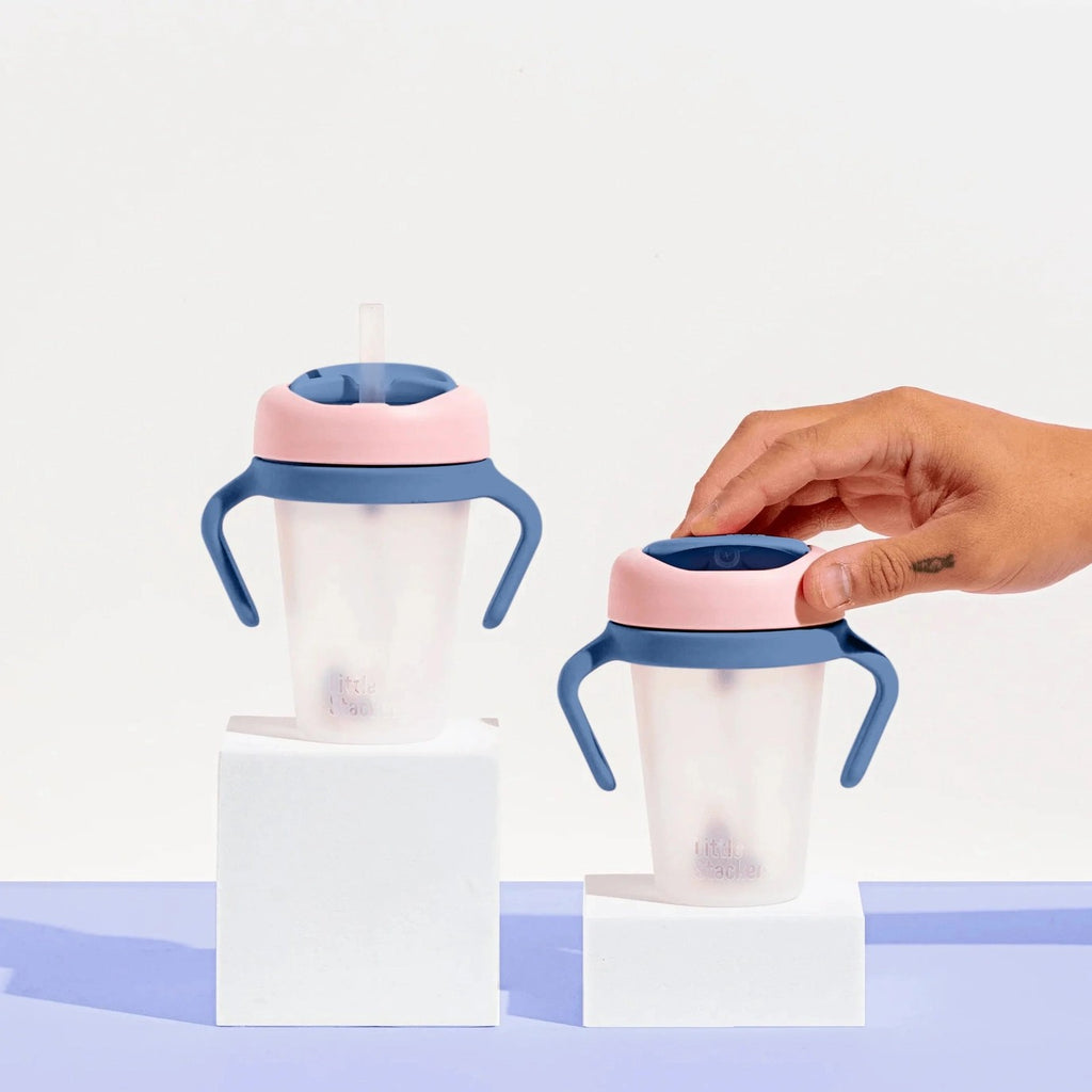 Weighted Straw Sippy Cup Two Pack - Pink Navy