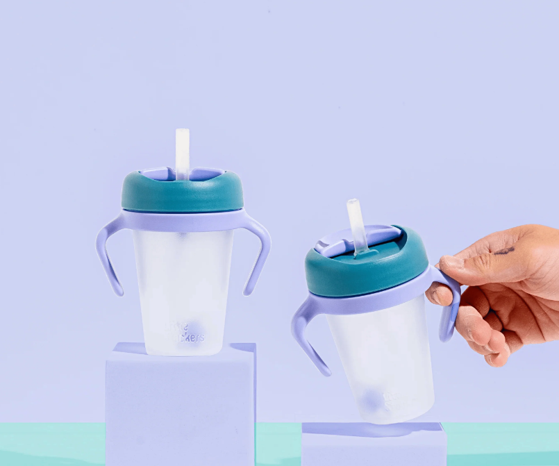 Weighted Straw Sippy Cup Two Pack - Teal Purple