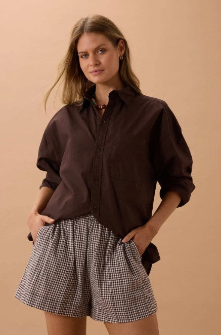 Peta Oversized Shirt Chocolate