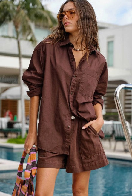 Peta Oversized Shirt Chocolate