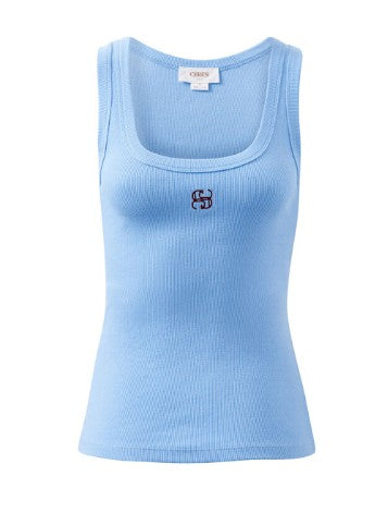 Zoe Contour Rib Scoop Tank Powder Blue