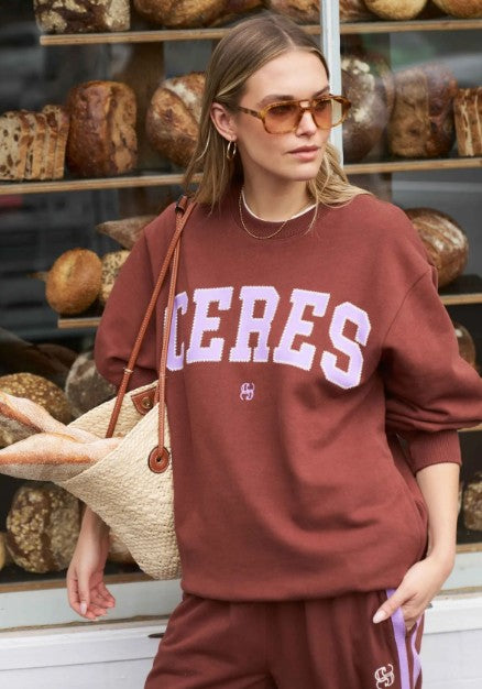 Isla Oversized Slouchy Crew Burnt Toffee