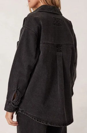 Bobbi Side Pocket Denim Shacket Washed Black
