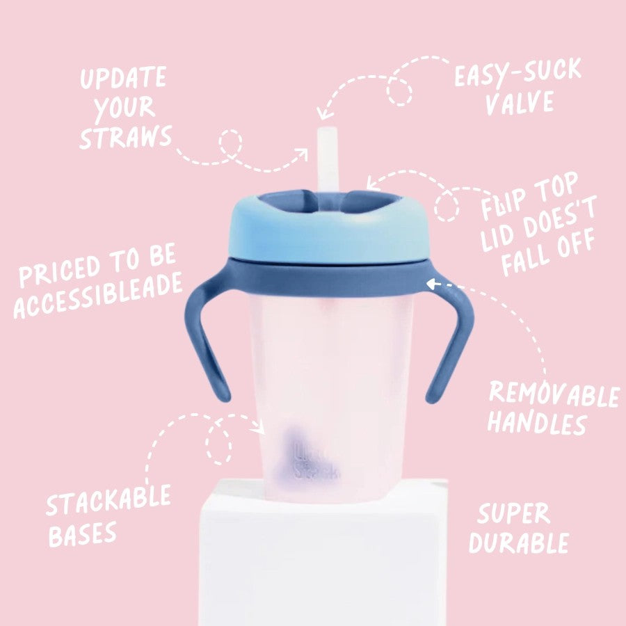 Weighted Straw Sippy Cup Two Pack - Pink Aqua