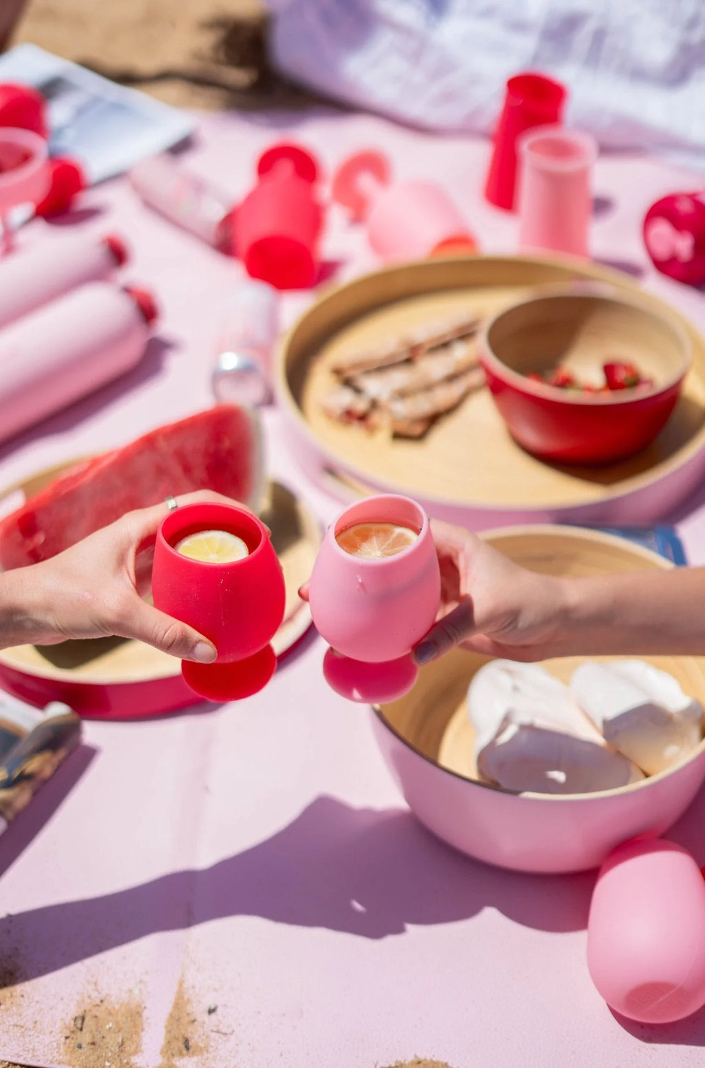 Cherry + Blush | stemm | silicone unbreakable wine glasses
