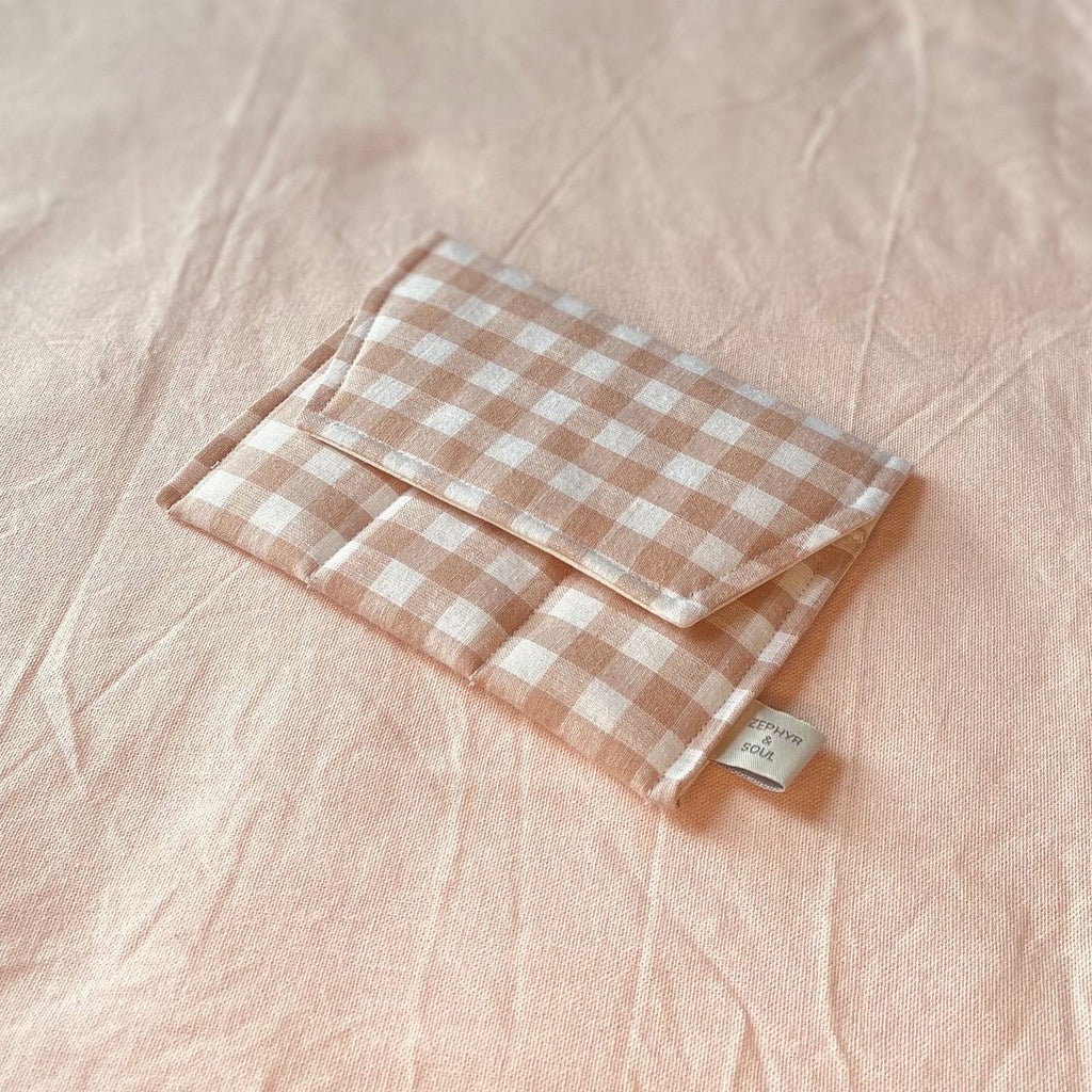 Essential Oil Pouch - Beige gingham
