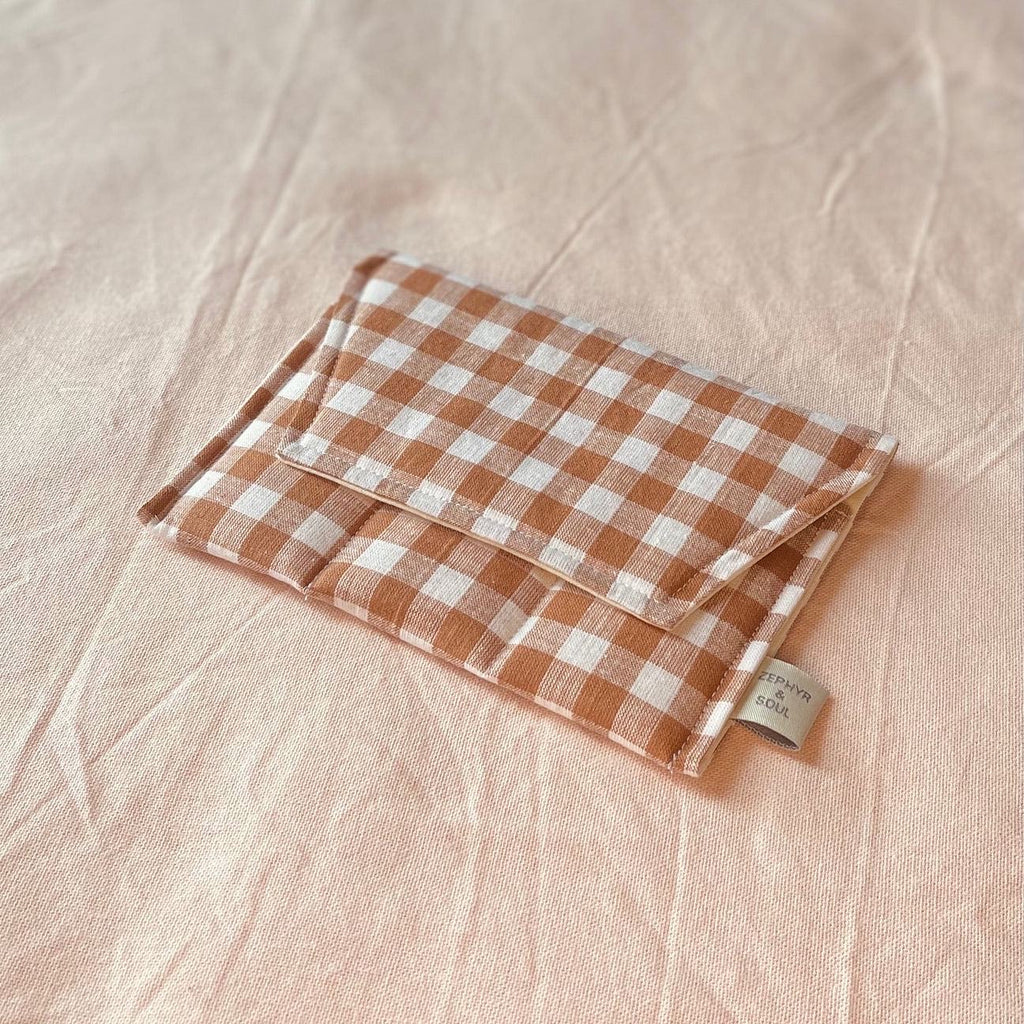 Essential Oil Pouch - Clay gingham