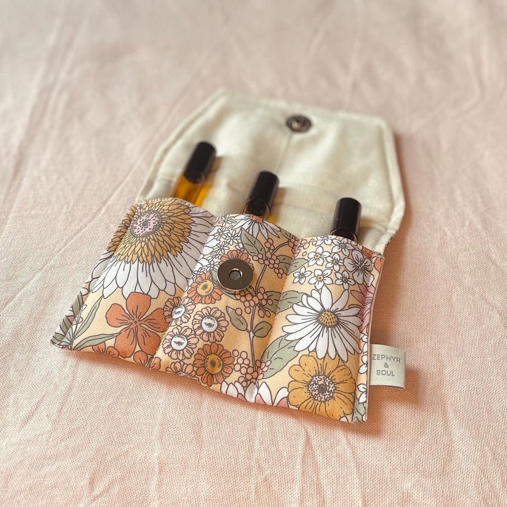 Essential Oil Pouch - Mustard Floral