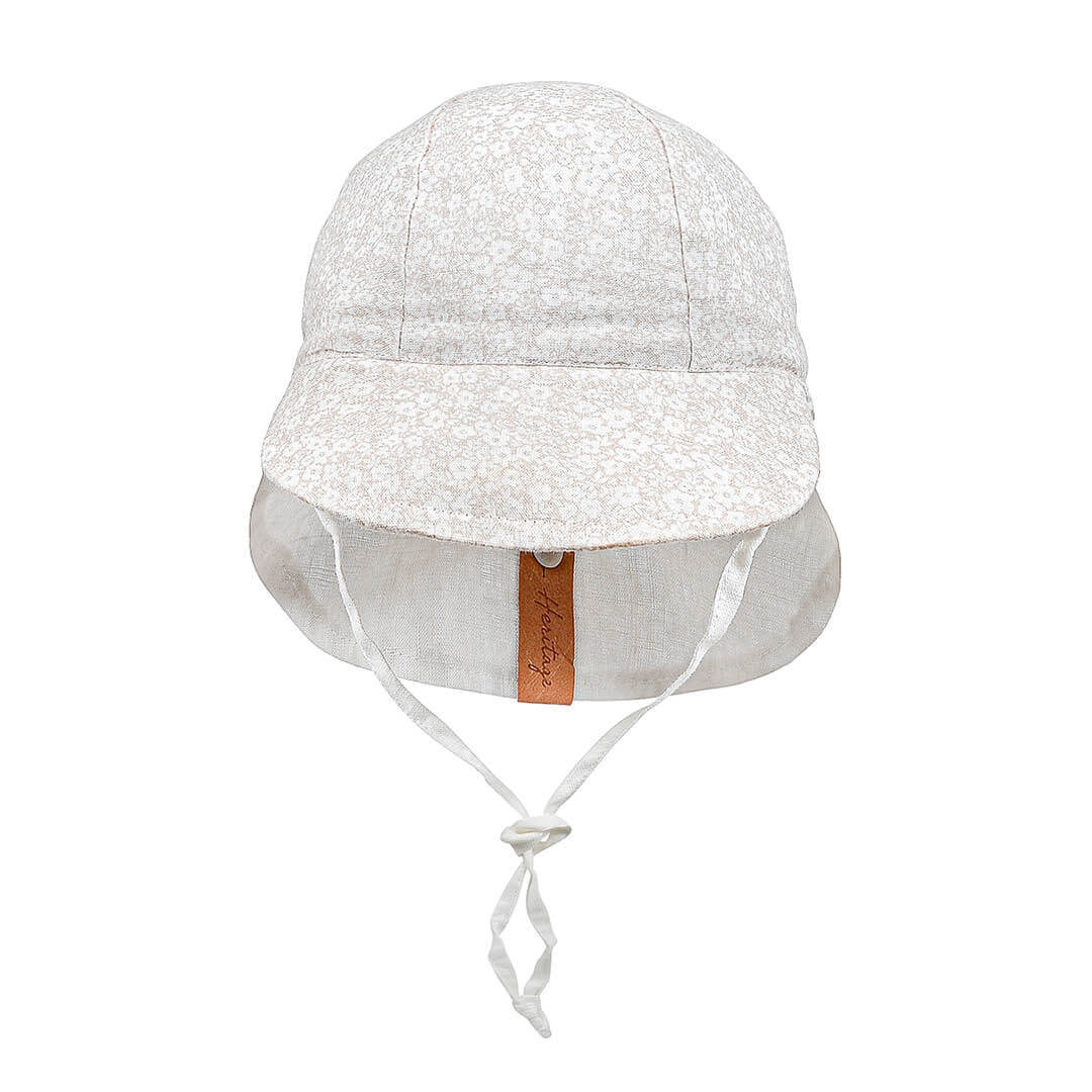 'Lounger' Baby Reversible Flap Sun Hat - Willow / Blanc